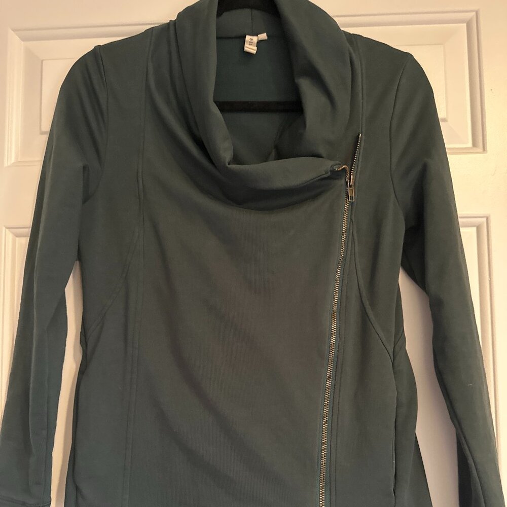 Dark Green Zip Up Sweatshirt - sm